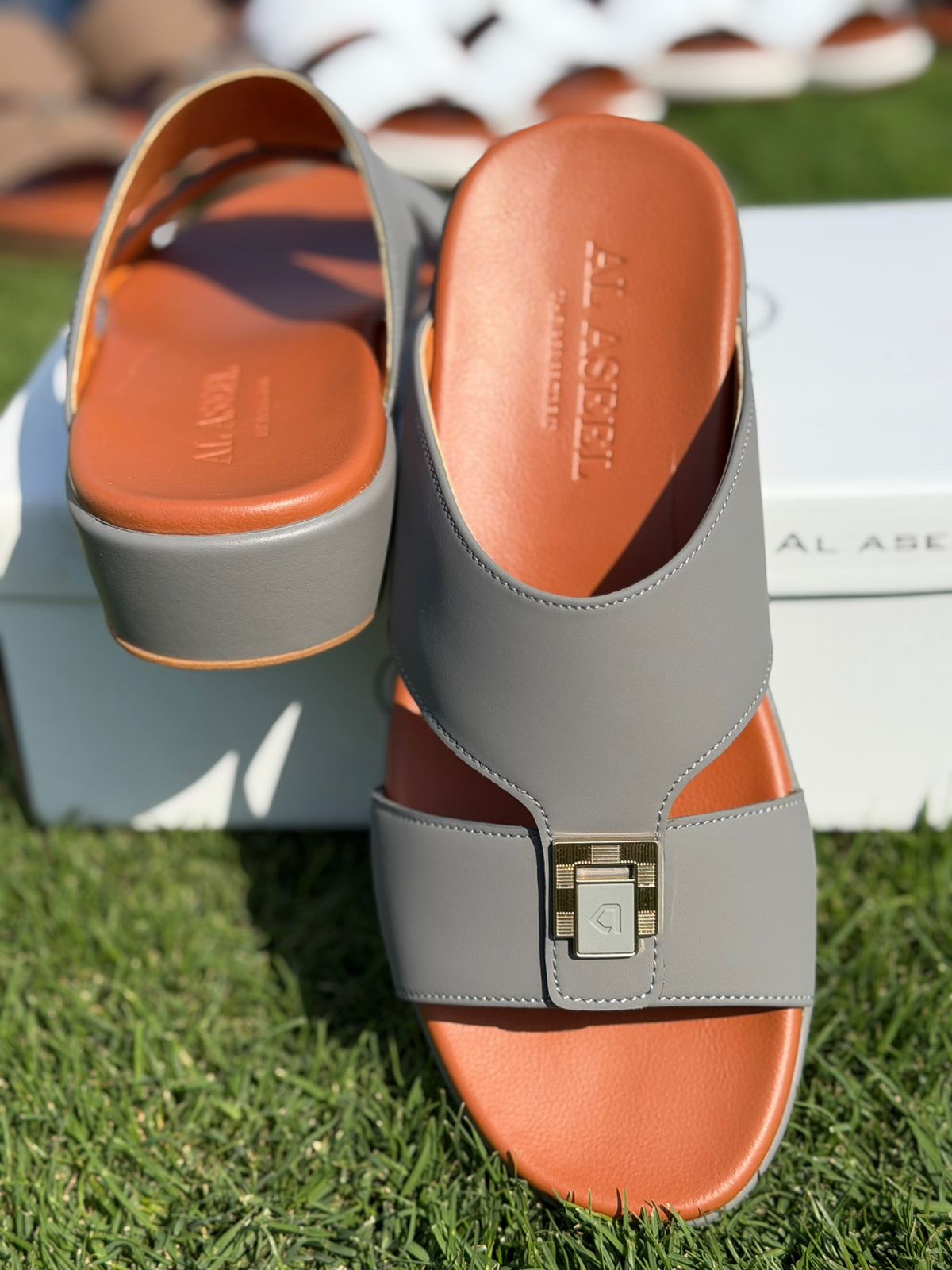 Al Aseel JO-011 L. Gray, Men Arabic Sandal, Premium Quality, Genuine Leather, Made in Thailand.