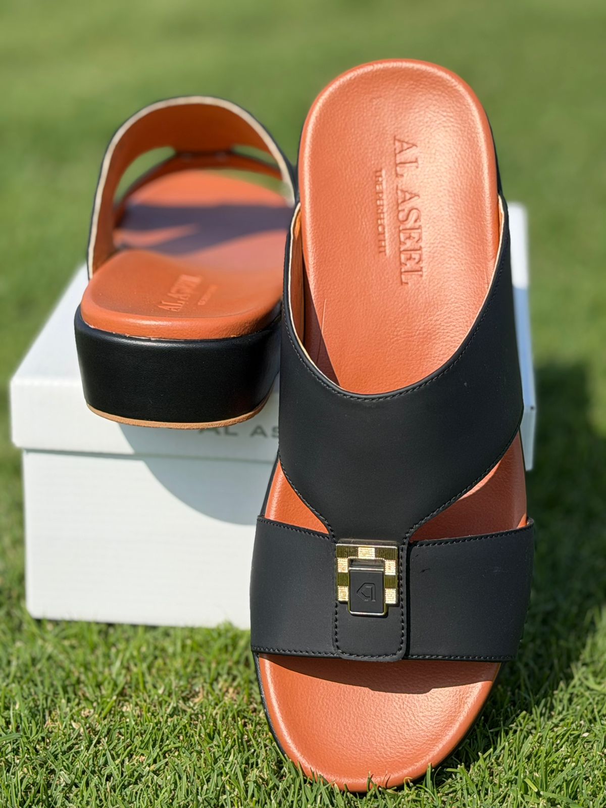 Al Aseel JO-011 Black, Men Arabic Sandal, Premium Quality, Genuine Leather, Made in Thailand