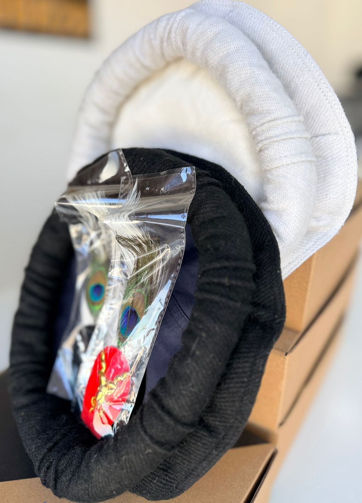 Chitrali Cap with Markhor and Feather | Wool Cap | Premium Quality Chitrali Cap , Buy one get in free